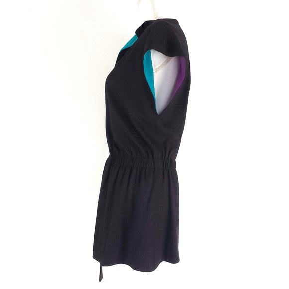 Handmade SIZE XS Color Block REVERSIBLE Black Colorful Cardigan Women Open Front - Picture 9 of 10